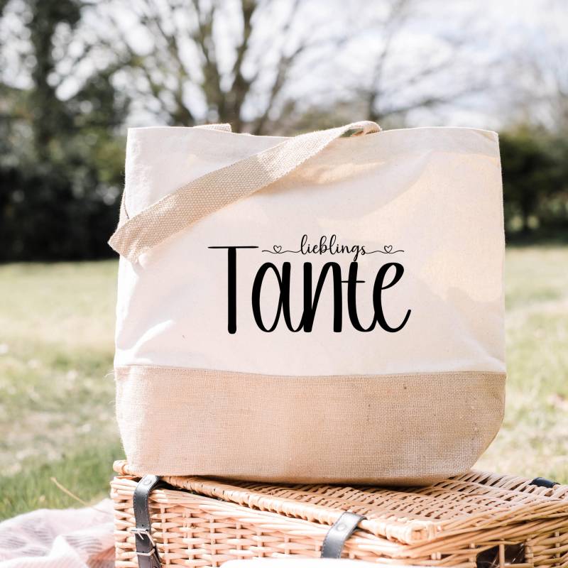 Tasche Für Die "Lieblingstante", Jute Shopper Tante, Geschenkidee Markttasche, Einkaufstasche, Jutetasche, Shoppingtasche Tasche Für Die "Lieblingstante", Jute Shopper Tante, Geschenkidee Markttasche, Einkaufstasche, Jutetasche, Shoppingtasche von allaboutcreativeDE