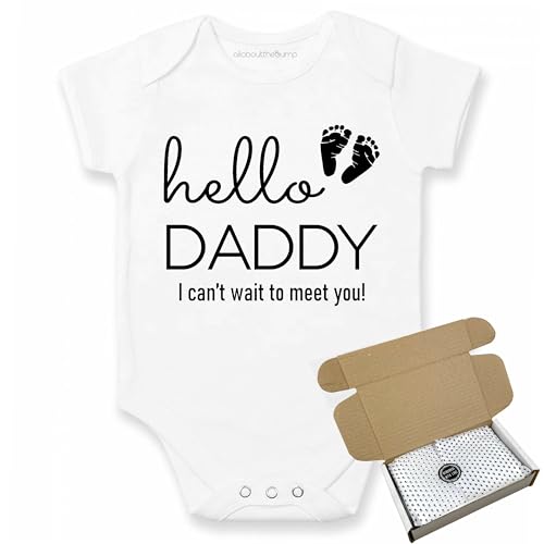 allaboutthebump Baby-Body mit Aufschrift "Hello Daddy", weiß, 0 Monate von allaboutthebump