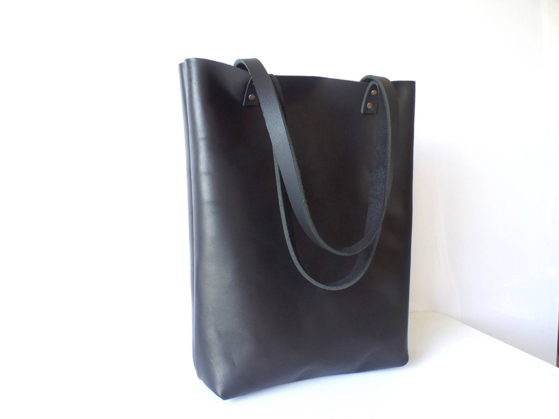 Schwarze Leder Tragetasche, Große Einkaufstasche, Schultertasche Aus Echtem Leder, Tragetasche Für Frauen, Ledertasche Männer von allbyFEDI