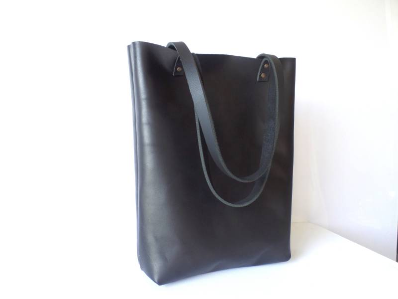 Schwarze Leder Tragetasche, Große Einkaufstasche, Schultertasche Aus Echtem Leder, Tragetasche Für Frauen, Ledertasche Männer von allbyFEDI