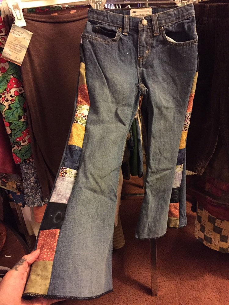 Kids 5T Patchwork Sidepanel Recycled Sparkly Jeans > Hippie von allearthlings