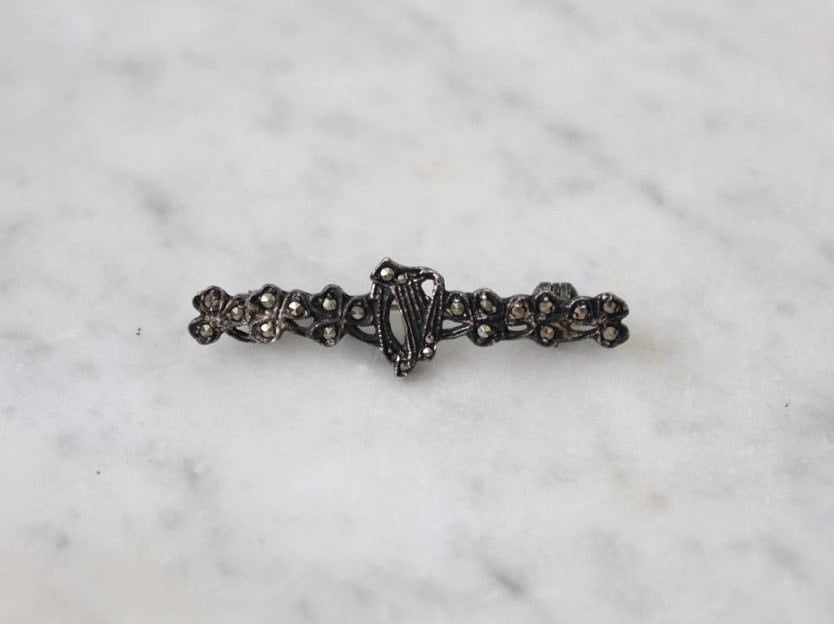 1940S Bar Brooch | Marcasite-Brooch Sterling Silberbrosche von allencompany