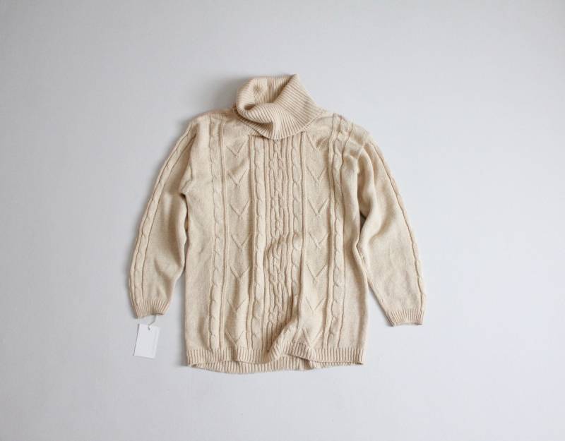 Langer Rollkragenpullover | Gedämpfter Gelber Pullover Baumwoll-Ramie-Pullover von allencompany