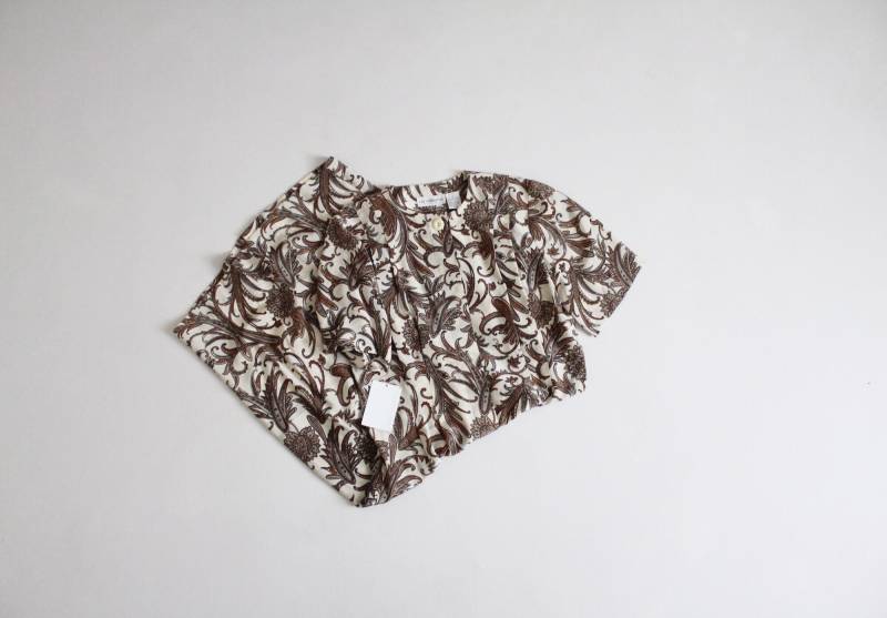 Paisley Seide Kleid | Braun Und Weiß Print von allencompany