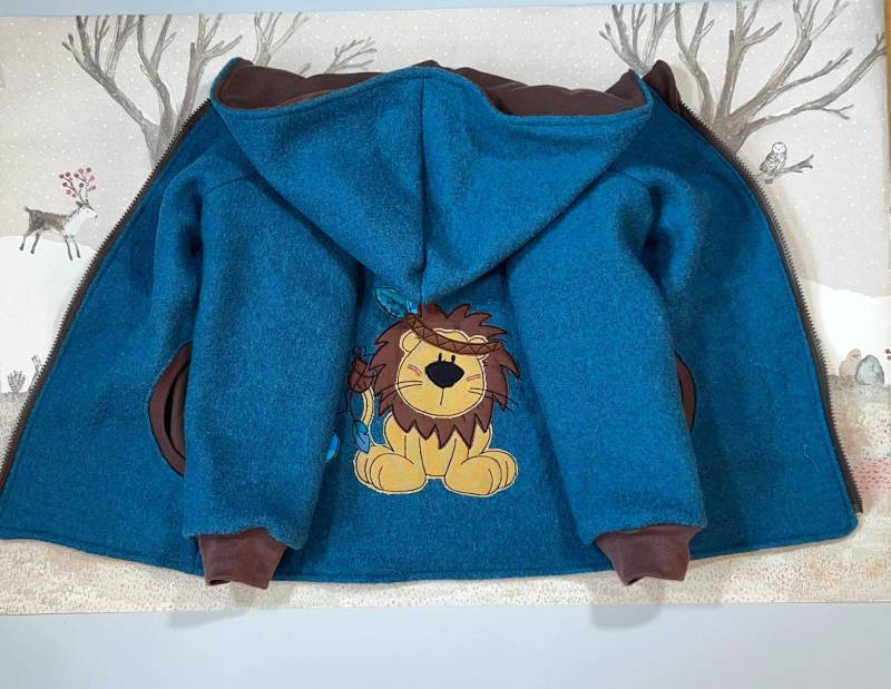 Walkjacke Wollwalkjacke Gefüttert Individualisierbar Gr. 74 - 146/Löwe von allerhandarbeit