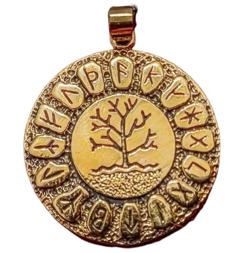 Yggdrasil Anhänger Runenkranz – Lebensbaum Kette mit verstellbarem Band, nordischer Wikinger Schmuck aus Metalllegierung – Pagan, LARP & Festival Accessoire von allerley-dealerey