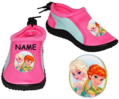 Aquaschuhe/Bade & Wasserschuhe - Gr. 28/29 - " die Eiskönigin - Disney Frozen - incl. Name - rutschfeste & verstellbare NEOPREN Schuhe Schuh/mit Profil.. von alles-meine.de GmbH