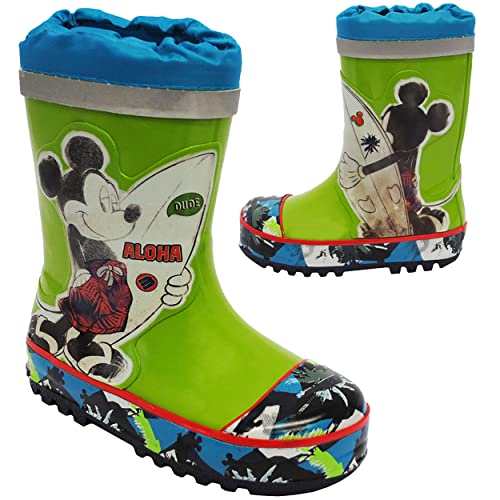 Gummistiefel - Disney Mickey Mouse - Größe 26 - incl. Name - Naturkautschuk - mit Reflektor & langem Nylon Schaft - für Kinder/Jungen & Mädchen - Innenf.. von alles-meine.de GmbH