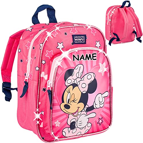 Kinder Rucksack Disney - Minnie Mouse inkl. Name - Tasche - wasserfest & beschichtet - Kinderrucksack - 2 Fächer - groß Kind - Jungen Mädchen - Kindergart.. von alles-meine.de GmbH