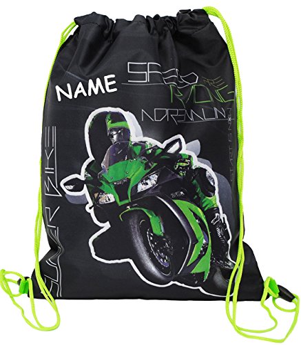 Sportbeutel - Turnbeutel - Schuhbeutel__ Motorrad Kawasaki ZX-10R - Ninja - incl. Namen - wasserfest/wasserabweisend & abwischbar - für Kinder - Schulb.. von alles-meine.de GmbH