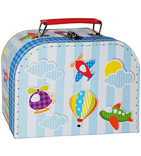 alles-meine.de GmbH 1 Stück Koffer/Kinderkoffer - KLEIN - Flugzeuge - Helikopter - Heißluftballon - 20 cm - Pappkoffer - Puppenkoffer - Kinder - Pappe Karton - Flugreise .. von alles-meine.de GmbH