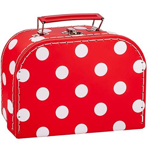 alles-meine.de GmbH 1 Stück Koffer/Kinderkoffer - KLEIN - rot & weiße Punkte - 20 cm - Pappkoffer - Puppenkoffer - Kinder - Pappe Karton - gepunktet/Polka Dots - ideal .. von alles-meine.de GmbH