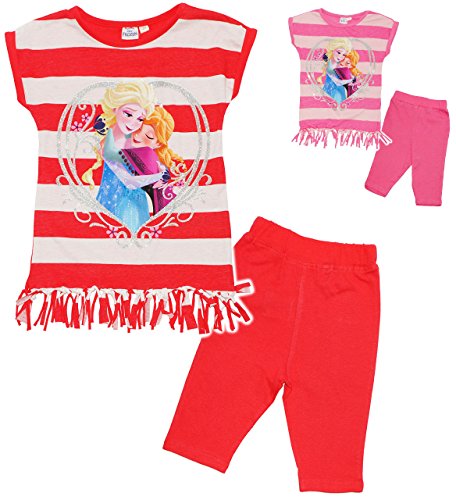 alles-meine.de GmbH 2 tlg. Set Fransen T-Shirt/Top & kurze Hose - Disney FROZEN - die Eiskönigin - Größe: 8 Jahre - Gr. 140 - als Sommerset/Strandbekleidung/kurzer Py.. von alles-meine.de GmbH