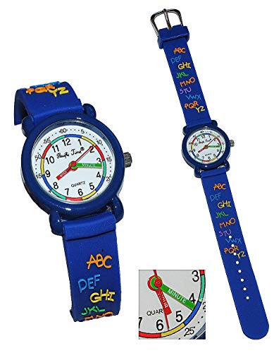 alles-meine.de GmbH 3-D Effekt - Kinderuhr- Buchstaben blau - Uhr Kinder Armbanduhr Silikon bunt Schule ABC Alphabet Analog für Mädchen und Jungen - Kinderarmbanduhr/Lernuh von alles-meine.de GmbH