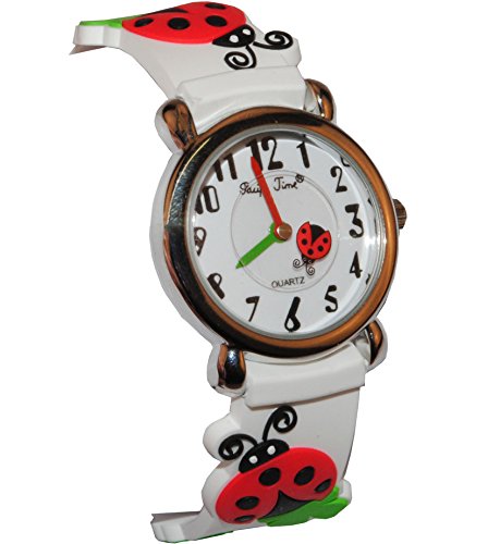 alles-meine.de GmbH 3-D Kinderuhr Marienkäfer Kleeblatt - Uhr Kinder Armbanduhr Silikon Tiere Glück Tier Mädchen Analog von alles-meine.de GmbH