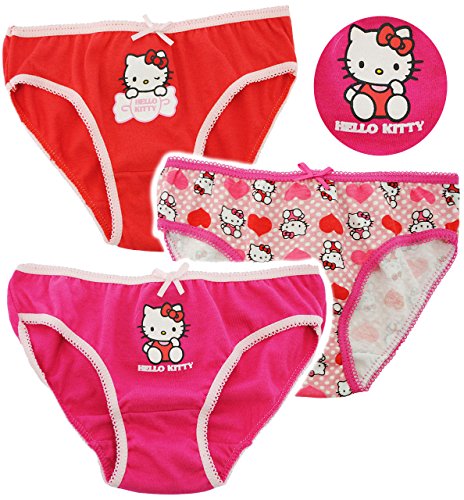 alles-meine.de GmbH 3 TLG. Slip/Unterhosen - Katze - Hello Kitty - Größe 6 bis 8 Jahre - Gr. 122 bis 134-100% Baumwolle - Mädchenslip/Unterwäsche - für Kinder Pants Un.. von alles-meine.de GmbH