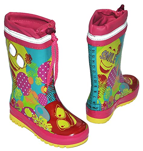 alles-meine.de GmbH Gummistiefel bunte Blumen - mit Reflektor + zum Schnüren - Größe 25 - für für Kinder Mädchen - Naturkautschuk - Smile rosa pink türkis von alles-meine.de GmbH