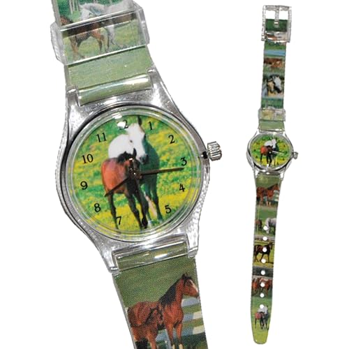 alles-meine.de GmbH Kinderuhr Pferde - Uhr für Mädchen Kinder/Armbanduhr Stute braun - Tiere Tier Pferd Araber weiß Analog - Kinderarmbanduhr von alles-meine.de GmbH