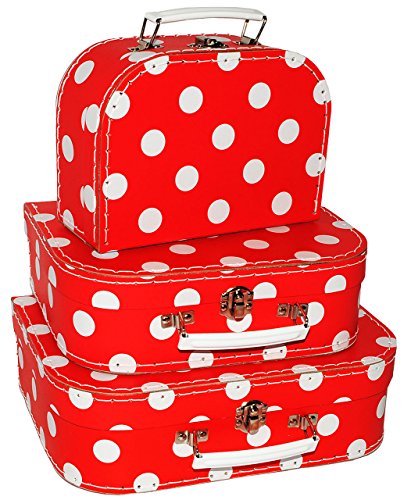 alles-meine.de GmbH Koffer - KLEIN - rot & weiße Punkte - Pappkoffer - Puppenkoffer - Kinderkoffer - für Kinder & Erwachsene - ideal für Spielzeug und als Geldgeschenk - Papp.. von alles-meine.de GmbH