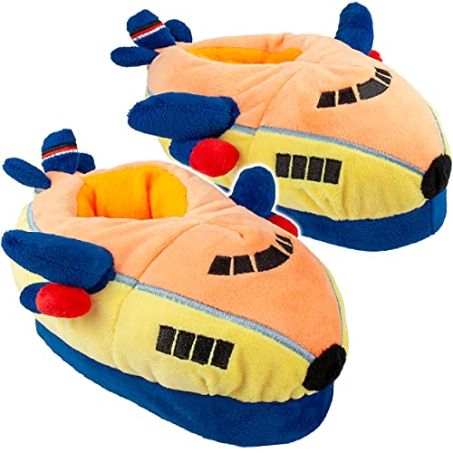 alles-meine.de GmbH Plüsch Hausschuhe Größe frei wählbar Flugzeug - Größe Gr. 23-34 EU schön warm Kuschel - für Kinder & Erwachsene - ABS Sohle rutschfest - Plüschtier .. von alles-meine.de GmbH