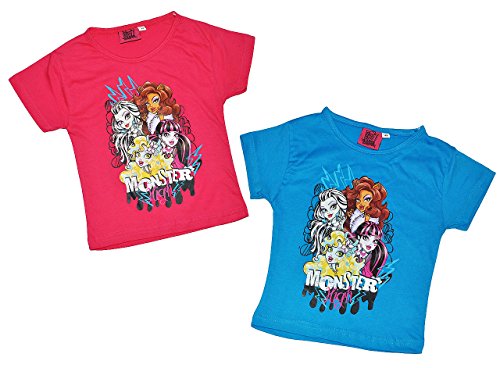 T-Shirt in blau oder pink - Monster High - Größe 10 bis 11 Jahre - Gr. 146 bis 152 - für Mädchen Kinder Shirt Kurzarm - Vampir Puppen Kurze Arme von alles-meine.de GmbH