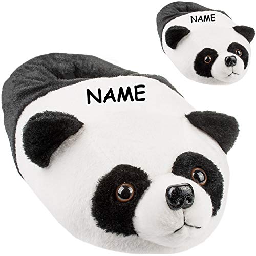 alles-meine.de GmbH Tier Hausschuhe/Pantoffel Motiv & Größenwahl Panda Bär - Größe Gr. 33/34 / 35/36 EU - inkl. Name schön warm Plüschhausschuh/Kuschel/Tiere - .. von alles-meine.de GmbH