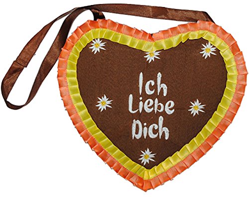 alles-meine.de GmbH Umhängetasche - Ich Liebe Dich - Lebkuchenherz - Dirndl Tracht/Trachtentasche Bayrisch Edelweiß - braun - aus Plüsch - Kirmes - Lebkuchen Herzen - Liebe.. von alles-meine.de GmbH