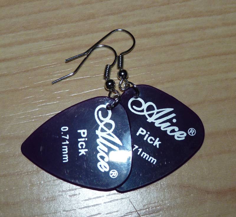 Plectrum Ohrringe Ohrhänger Silber von allesDABEIdesignShop