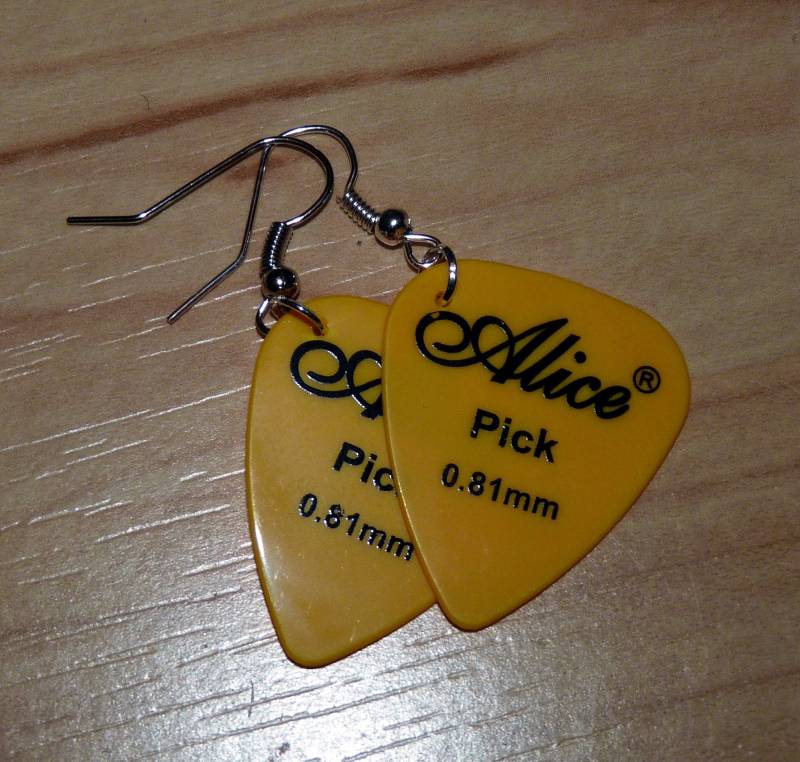 Plectrum Ohrringe Ohrhänger Silbern von allesDABEIdesignShop