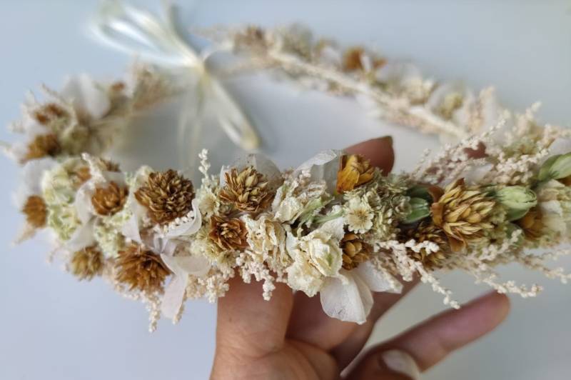 Armband Hochzeit Kopfkranz | Haarkranz Blumenkranz Haare Kranz Junggesellenabschied Jga Kopfschmuck Trockenblumen von allesblume
