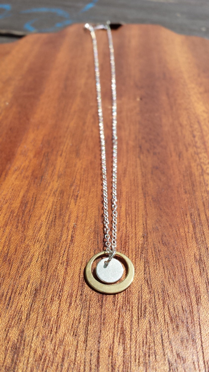 Winzige Satelliten Halskette - Glatte Oberfläche Bronze Und Silber Hand Gestaltete von alliebstudios