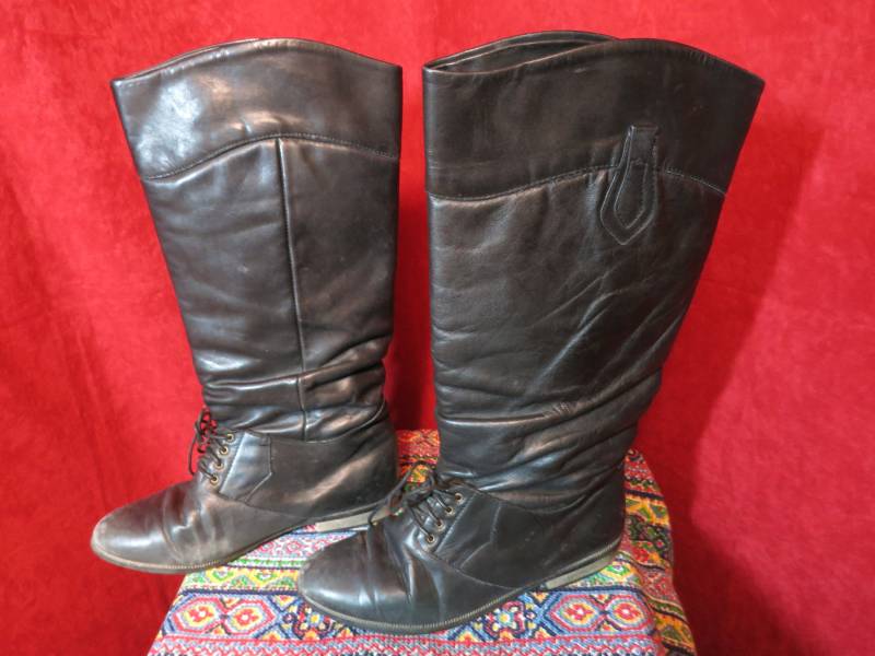 Vintage Ll Bean Oma Reitstiefel Aus Weichem Leder Größe 7 M Schwarz Hoch von alliesvintagealley