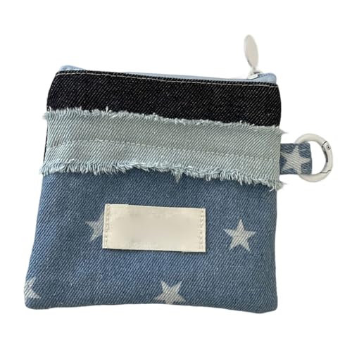Auffälliges Kartenetui für Damen, tragbare Münztaschen mit sicheren Reißverschlüssen, praktischer Stoff, täglicher Gebrauch, kompakter Münzbeutel, Dunkelblaue Sterne, Mass Beauty von alloneslife