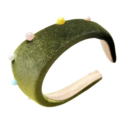 Auffälliges Plüsch-Stirnband mit bunten Perlen und Perlen, modisches Haar-Accessoire, Damen-Haarteil für jeden Anlass von alloneslife
