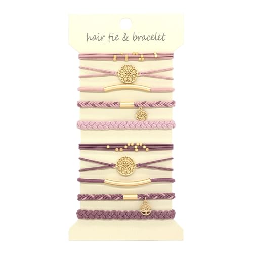 Elastische Haargummi-Armbänder für Damen und Mädchen, stilvolles Haarseil, Pferdeschwanz-Halter, Damen-Haardekoration, 10 Stück von alloneslife