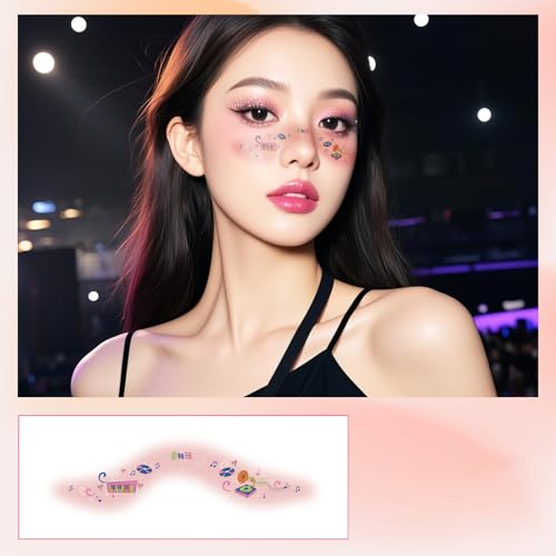Face Temporär Tätowierte Gefälschte Tätowierte Aufkleber Für Musikfestival Make Up Raves Accessoires Wasserdichte Tätowierte Aufkleber von alloneslife