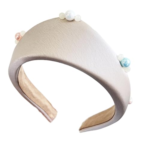Flexibles Haarband mit Perlen besetzt, breiter Haarreif, hoher Totenkopf-Haarband für bequemes Tragen, Damen-Haarschmuck von alloneslife