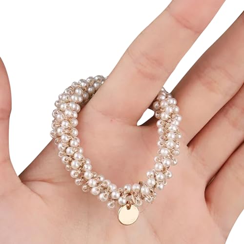Französische Haargummis mit Perlen, Haargummis, Pferdeschwanz, Haarschmuck für Damen und Mädchen von alloneslife