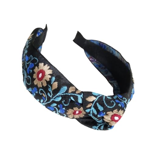 Haarreif mit Blumenstickerei, breit, geknotet, für Damen und Mädchen, ideal für Festivals und den Tag der Toten Haarreif mit Blumenstickerei, breit, geknotet, für Damen und Mädchen, ideal für Festivals und den Tag der Toten von alloneslife