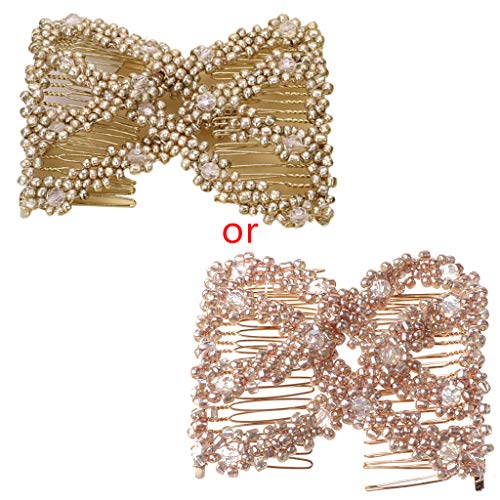 Handgefertigte Haarkämme für Damen, Rhombus-Perlen, Schmuck, dehnbar, Styling, Doppel-Clips, Haarnadeln, Pferdeschwanz, Duttmacher von alloneslife
