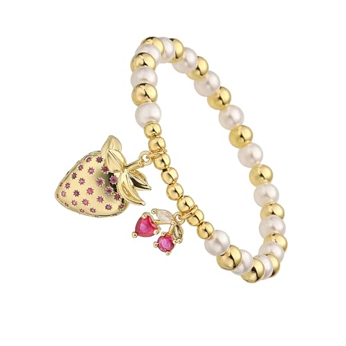 Kleines Obstarmband Zartes Handschmuck Elastisches Armband Süßes Accessoires Kupferstruktur Geeignet Für Besondere Veranstaltung Modische Perlen Handkette von alloneslife