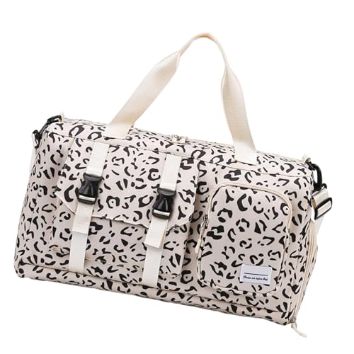 Langkapazität wasserdichte Kuhdrucken Leoparden Muster Reisetaschen Praktische Oxford Multi Kompartiment Fitnessstudio Sporttasche Für Tägliche Verwendung Stilvoller Fitness Tasche Für Frauen von alloneslife