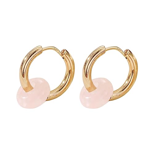 Mode Naturstein Reifenohrringe Rund Perlenohrringe Kreis Ohrschnalle Reifen Mit Naturstein Charme Für Frauen Perlen Drop Hook Jewwelry von alloneslife