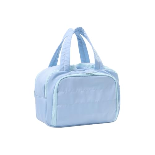 Reise-Kulturbeutel, große breite Öffnung, Kosmetik-Make-up-Organizer mit Griff für Zubehör, unverzichtbare Make-up-Tasche, hellblau, Mass Beauty von alloneslife