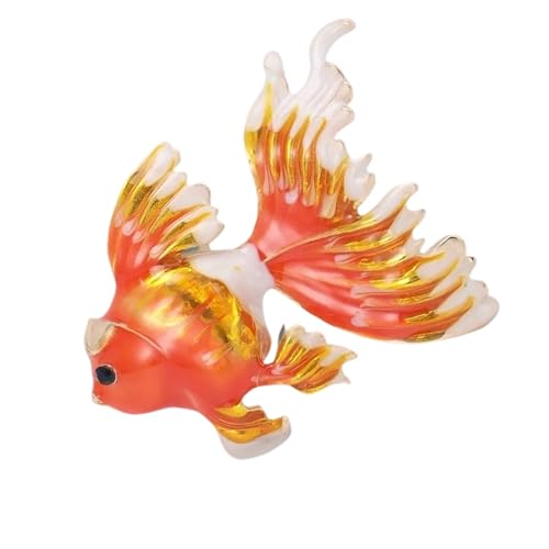 Schimmernd Goldfischbroschen Legierung Schmuck Tropfbeschichtung Handgefertigtes Lampennadel Kleidungszubehör Für Outfit Enhancer Realistischer Fischschmuck von alloneslife