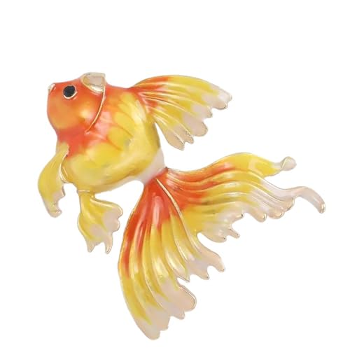 Schimmernd Goldfischbroschen Legierung Schmuck Tropfbeschichtung Handgefertigtes Lampennadel Kleidungszubehör Für Outfit Enhancer Realistischer Fischschmuck von alloneslife