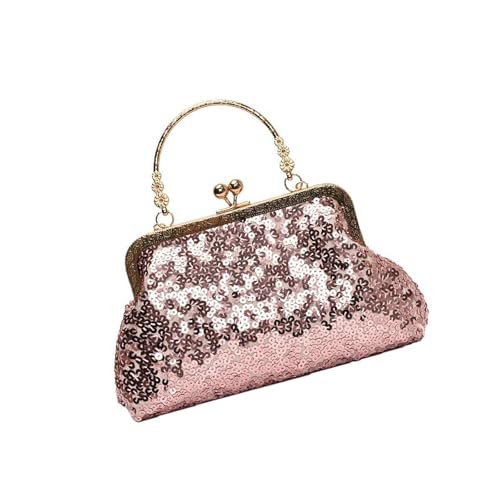Schultertasche mit Pailletten, Clutches, Handtasche mit Kuss, für Damen, Crossbody-Tasche mit abnehmbarer Kette und Pailletten, B, One Size von alloneslife