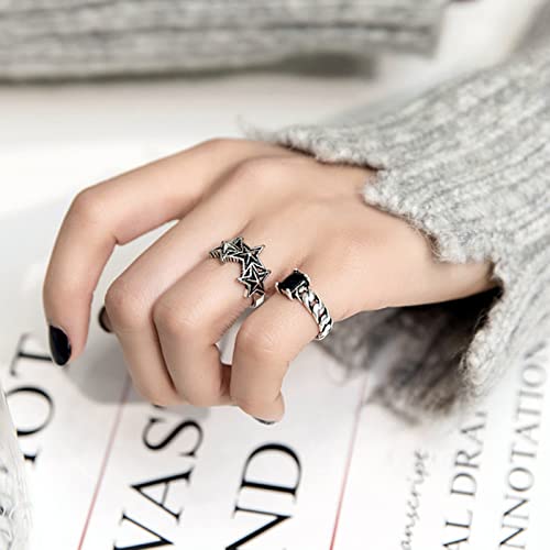 Silberfarbe Koreanischer Stil Old Retro Fünf Spitzer Star Verstellbarer Für Frauen Persönlichkeit Exquisites Schmuck Geschenk Star Für Frauen Männer Verstellbare Silber Offene Männer Teen von alloneslife
