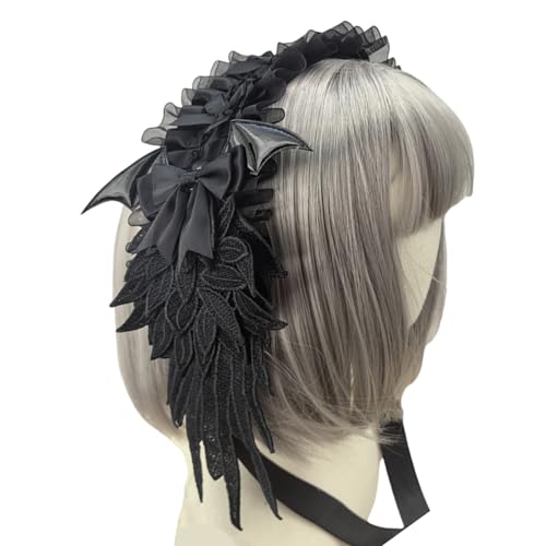 alloneslife Spitzen Bowknot Stirnband Mit Flügel Gothic Punk Headwear Accessoire Für Frauen Und Mädchen Cosplay Dekoration alloneslife Spitzen Bowknot Stirnband Mit Flügel Gothic Punk Headwear Accessoire Für Frauen Und Mädchen Cosplay Dekoration von alloneslife