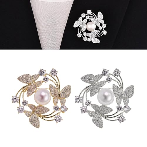 Stilvoller Blumenbutterfly Brosche Mit Robuster Legierung Und Simulierten Perlen Formelle Casual Wear Modische Frauenbrosche Designs von alloneslife